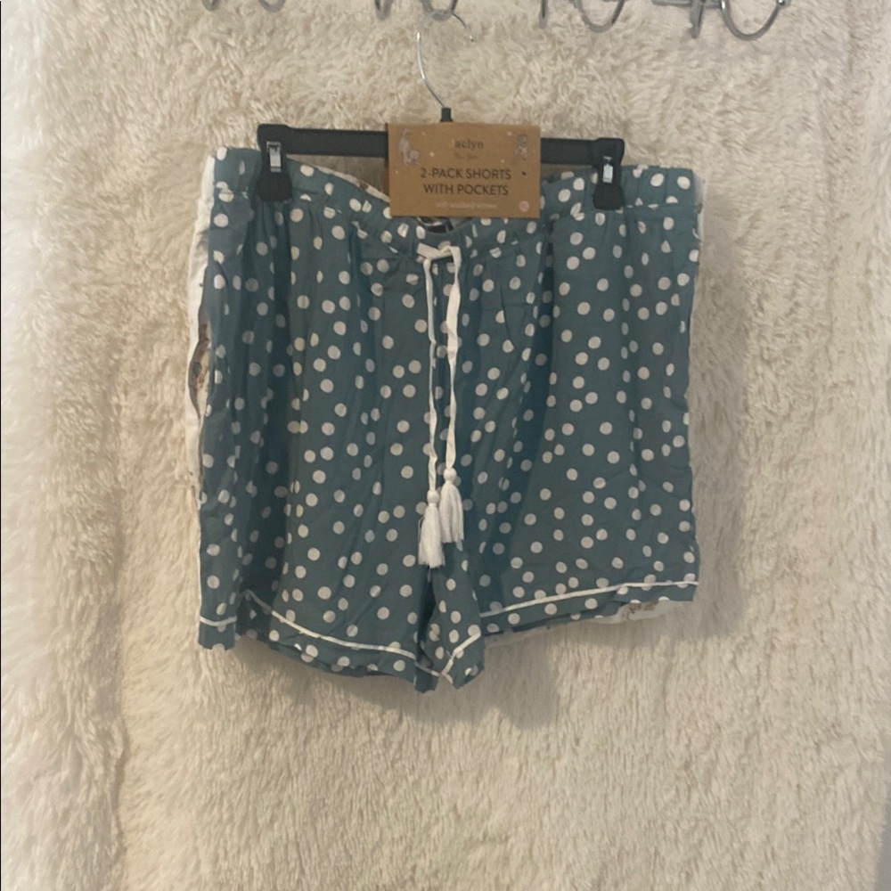 Blue and White High Waist Polka Dot Shorts